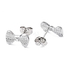 304 Stainless Steel Grooved Bowknot Stud Earrings for Women EJEW-I285-05P-2