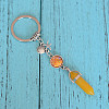 Natural Yellow Agate Bullet Pendant Keychains KEYC-PW0009-03C-1