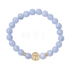 Round Natural Dyed Blue Lace Agate Beads Stretch Bracelets BJEW-JB13666-3