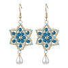 Dyed Natural Malaysia Jade & Glass Seed Beaded Flower with Teardrop Dangle Earrings EJEW-MZ00710-01-2