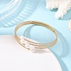 Natural Freshwater Pearl & Brass 3-Strand Open Cuff Bangles BJEW-JB14229-1