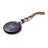 Flat Round with Evil Eye Lampwork Pendant Decoration HJEW-Z005-01J-2