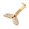 304 Stainless Steel Micro Pave Clear Cubic Zirconia Charms CU-CBA703A-01G-03-2