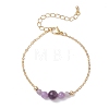 Natural Amethyst Round Beads link Bracelets BJEW-JB13172-01-2