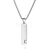 304 Stainless Steel Rectangle with Letter Pendant Box Chain Necklaces FS-WGD7C78-03-1