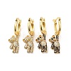 Cubic Zirconia Bear Dangle Hoop Earrings EJEW-F288-10-1