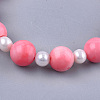 Synthetic Coral Beaded Stretch Bracelets BJEW-S134-75-2