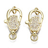 Brass Micro Pave Clear Cubic Zirconia Lobster Claw Clasps KK-Q769-031-NF-1