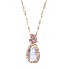 Glass Teardrop Pendant Necklaces NJEW-MZ00066-02-2