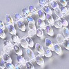 Electroplate Glass Faceted Teardrop Beads Strands X-EGLA-D014-38-1