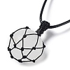Natural & Synthetic Mixed Stone Round Pendant Necklace NJEW-H009-02-4