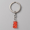 Candy Color Transparent Bear Resin Pendant Keychain KEYC-WH0034-34B-05-1