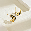 Stainless Steel Leaf Stud Earrings HA6240-1-2