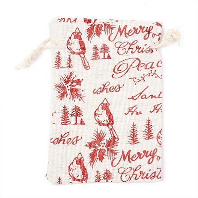 Christmas Theme Cotton Fabric Cloth Bag ABAG-H104-B10-1