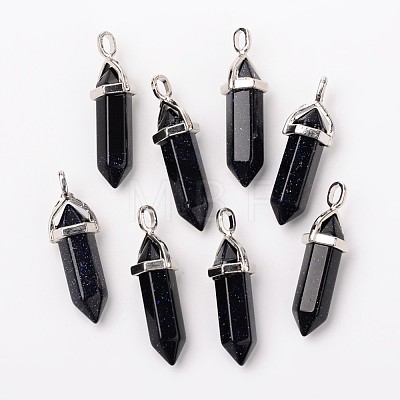 Synthetic Blue Goldstone Pointed Pendants G-F295-03H-1