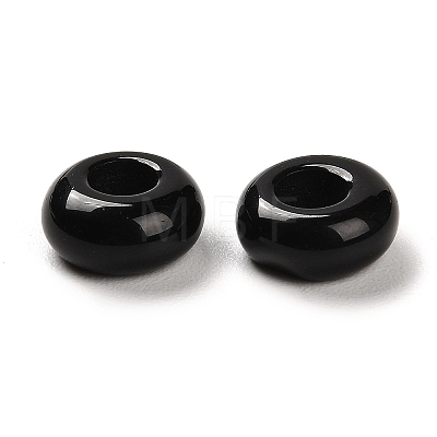 Natural Obsidian European Beads G-R488-02F-1