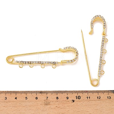 Iron Rhinestone Safety Pins Brooch Findings JEWB-E045-01B-G-1