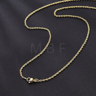 2mm Brass Rope Chain Necklaces for Men Women NJEW-G160-20G-1