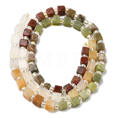 Natural Unakite & Quartz Crystal & Chinese Southern Jade & Yellow Aventurine & Sesame Jasper Beads Strands G-H333-03H-1