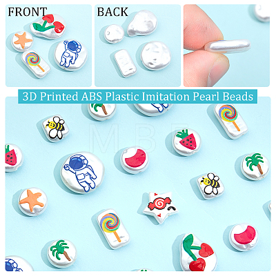  27Pcs 9 Style 3D Printed ABS Plastic Imitation Pearl Beads KY-NB0001-56-1