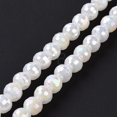 Electroplate Opaque Solid Color Glass Beads Strands GLAA-E036-10E-1