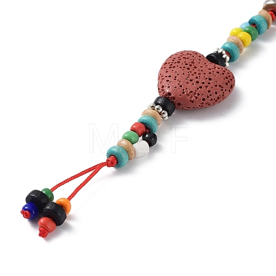 Heart Natural Lava Rock Beads Keychain KEYC-O011-10-1