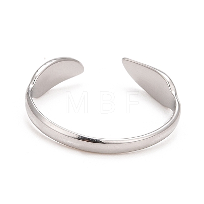 304 Stainless Steel Leaf Open Cuff Ring for Women RJEW-C025-25P-1