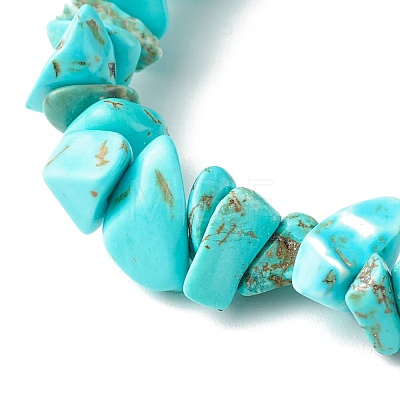 Synthetic Turquoise(Dyed) Chip Bead Stretch Bracelets for Children BJEW-JB06388-08-1