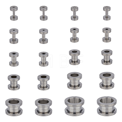 20Pcs 10 Size 304 Stainless Steel Ear Plugs Gauges EJEW-DC0001-29-1