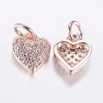 Long-Lasting Plated Brass Micro Pave Cubic Zirconia Charms ZIRC-F069-41RG-1