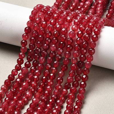 Dyed Natural White Jade Round Beads Strands G-E311-4mm-03-1