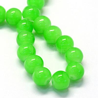 Baking Painted Imitation Jade Glass Round Bead Strands DGLA-Q021-8mm-09-1