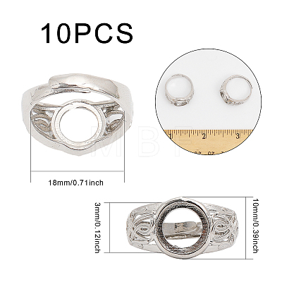 10Pcs Adjustable Brass Pad Ring Settings KK-CA0002-18-1