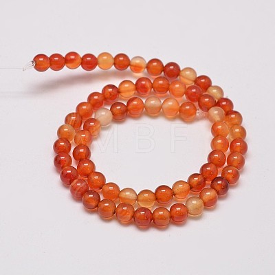Round Natural Red Agate Bead Strands X-G-M257-6mm-26-1