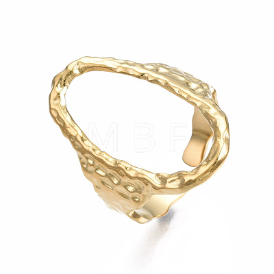 304 Stainless Steel Oval Open Cuff Ring RJEW-T023-91G-1