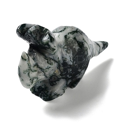 Natural Moss Agate Carved Healing Rhinoceros Figurines DJEW-P016-01D-1