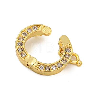 Rack Plating Brass Micro Pave Clear Cubic Zirconia Twister Clasps KK-F876-06G-01-1