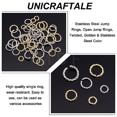 Unicraftale 90Pcs 6 Styles 304 Stainless Steel Jump Rings STAS-UN0038-42-1