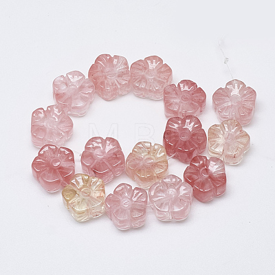 Carved Cherry Quartz Glass Beads Strands G-T122-08K-1