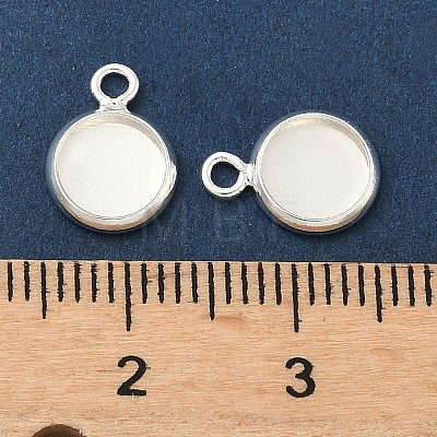 Flat Round Brass Pendant Cabochon Settings KK-K414-14A-S-1