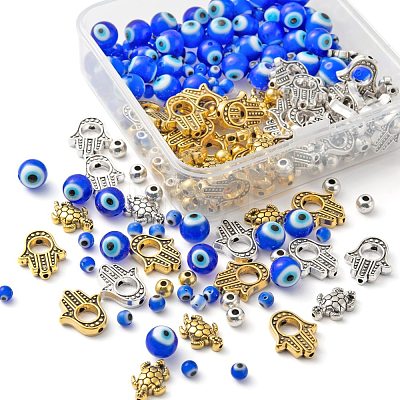 Evil Eye & Hamsa Hand/Hand of Miriam Beads Kit for DIY Jewelry Making Finding Kit DIY-LS0003-94-1