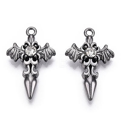 Alloy with Rhinestone Pendants X-PALLOY-N176-12B-NR-1