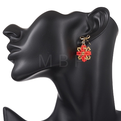 Glass Seed Beads Dangle Stud Earrings EJEW-MZ00702-1