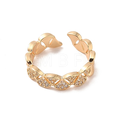 Brass Micro Pave Cubic Zirconia Open Cuff Rings RJEW-R146-17A-KCG-1