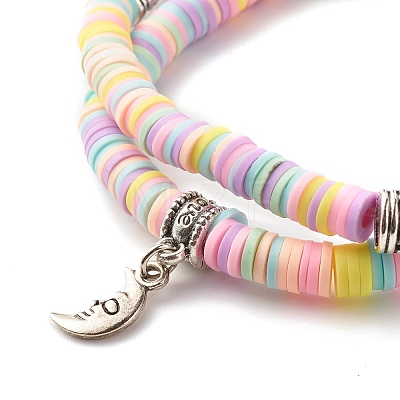 Handmade Polymer Clay Heishi Beads Wrap Bracelet BJEW-JB07426-1