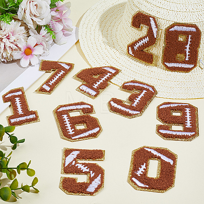 1Bag Sport Theme Number 0~9 Embroidery Cloth Iron on/Sew on Patches PATC-CY0001-65A-1