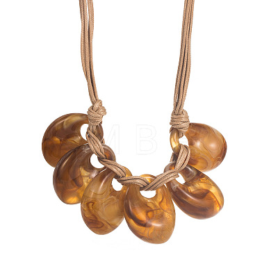 Exaggerated Oval Resin Pendant Waxed Cord Bib Necklaces for Women FS-WG15354-03-1