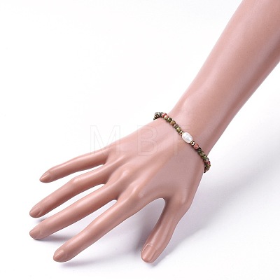 Natural & Synthetic Gemstone Beads Stretch Bracelets BJEW-JB04676-1