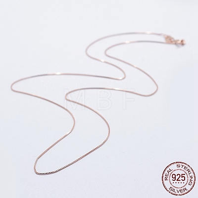 925 Sterling Silver Box Chain Necklaces STER-F039-40cm-03RG-1