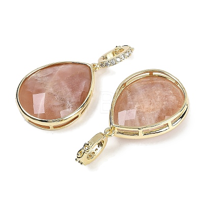 Natural Sunstone Faceted Teardrop Pendants G-B126-04G-08-1